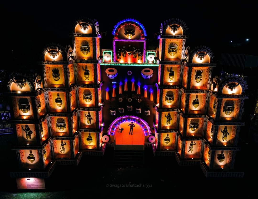 Bhatpara Barowari Math Durgapuja 2023 — Theme - Madoler Baddo, Polasher Bon